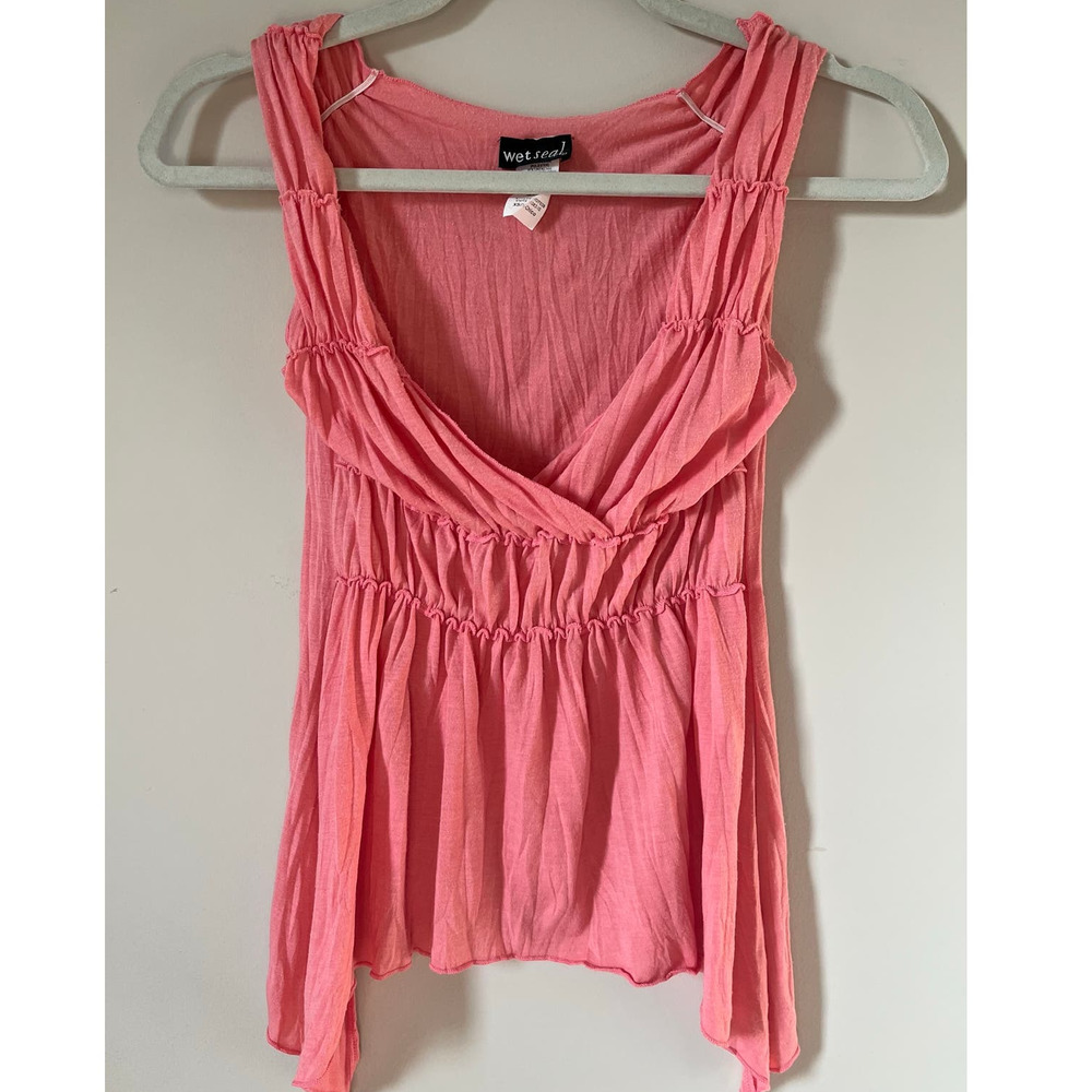 Vintage Wet Seal Linen Blend Top - Pink Pre-owned
